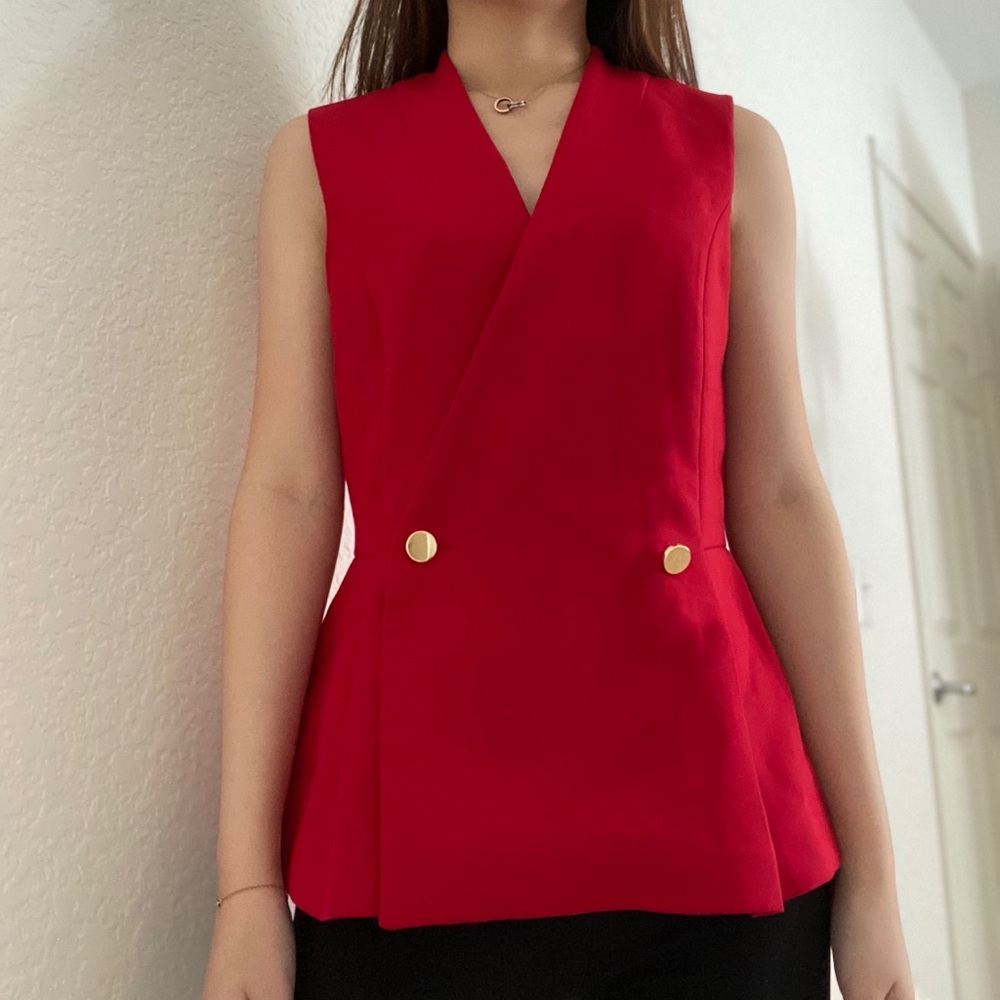 Zara red vest double breasted sleeveless